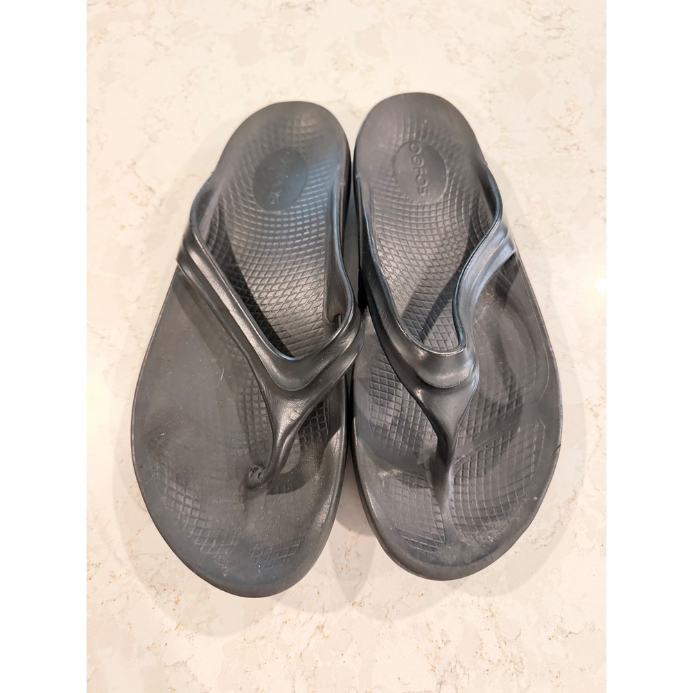 OOFOS OOriginal Recovery Sandals Black Thong Flip Flops Womens 11 EU 42